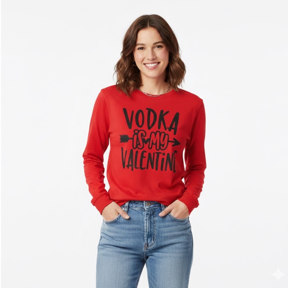 Vodka Is My Valentine Red Long Sleeve Shirt | Bella + Canvas